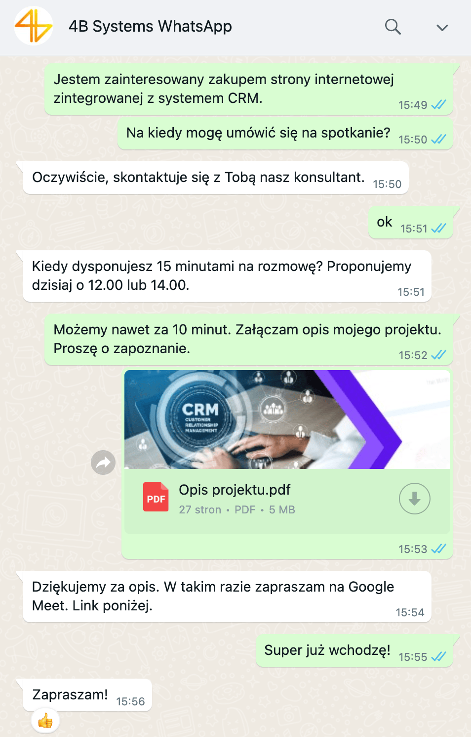 WhatsApp Business in SalesWizard CRM