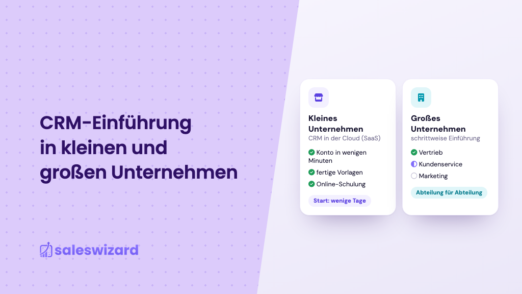 CRM-Einführung im kleinen Unternehmen (SaaS) und im großen Unternehmen (schrittweise Einführung)