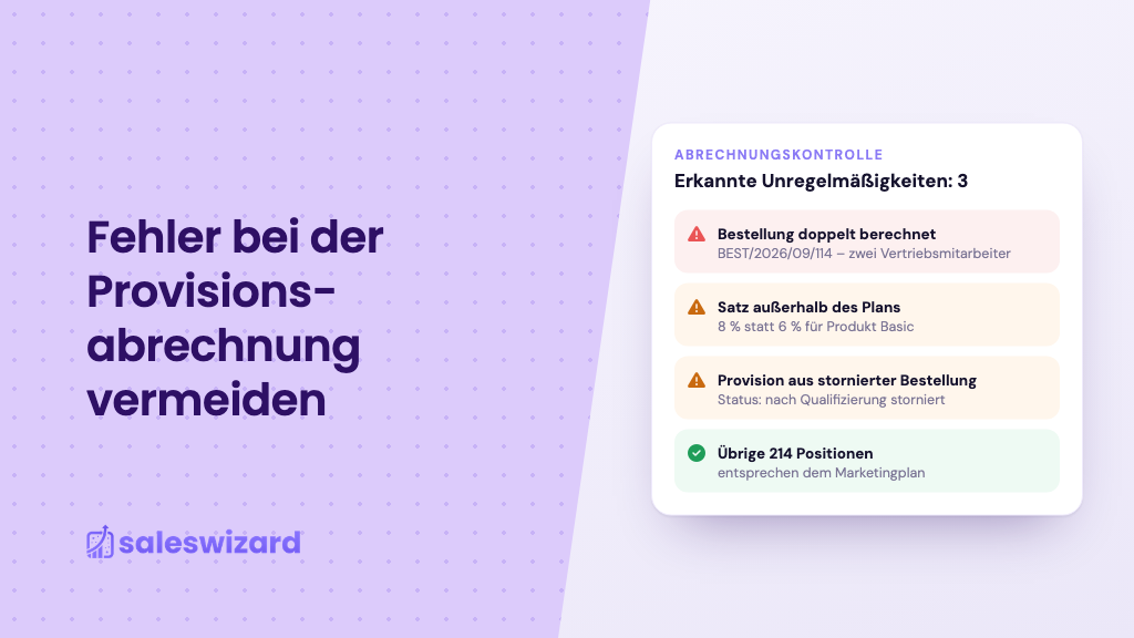 Kontrolle der Provisionsabrechnung – erkannte Unregelmäßigkeiten in den Berechnungen