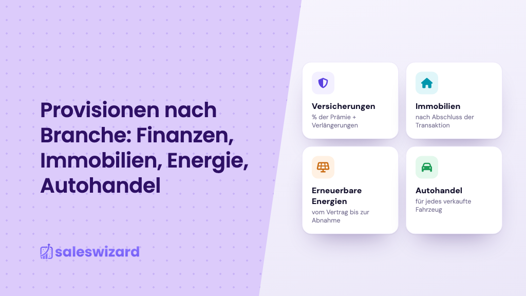Provisionsabrechnung nach Branche: Versicherungen, Immobilien, erneuerbare Energien und Autohandel